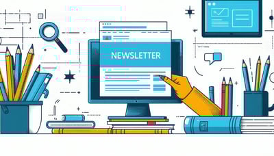 Newsletter signup illustration for digital marketing insights for language schools