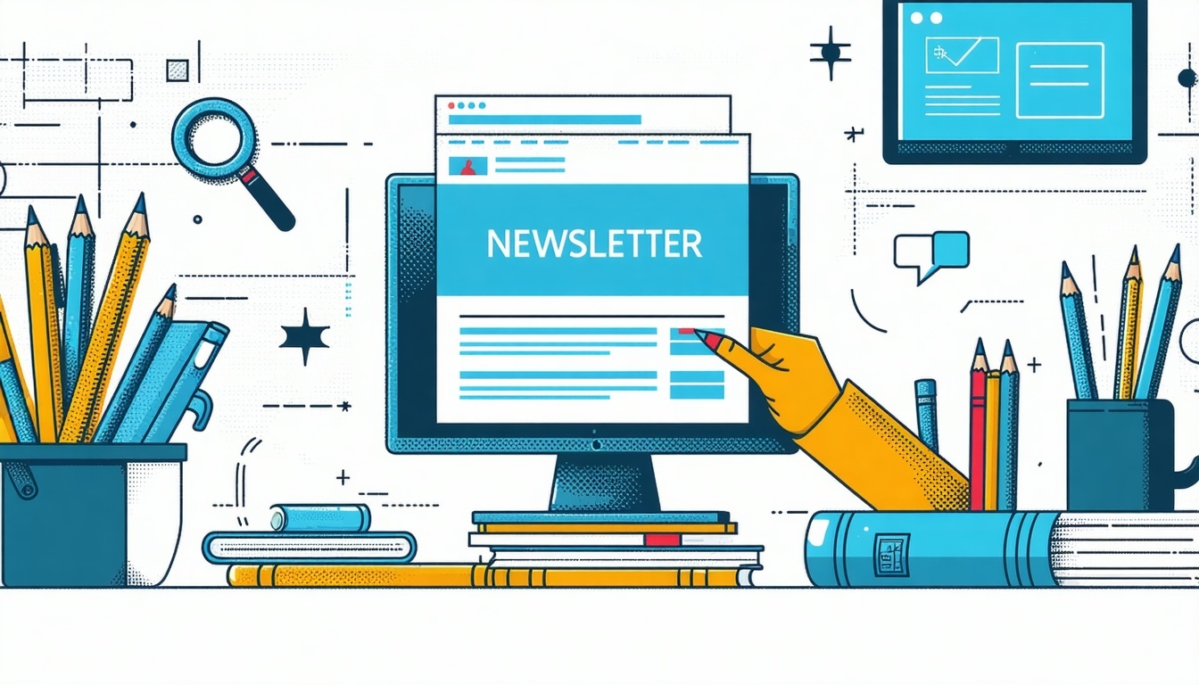 Newsletter signup illustration for digital marketing insights for language schools Newsletter signup illustration for digital marketing insights for language schools